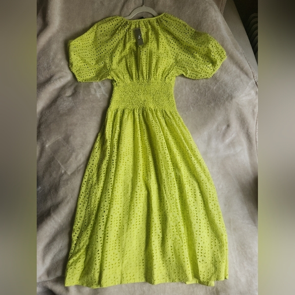 Jcrew provence smocked-waist midi dress eyelet Lemon Sorbet Size petite PS BNWT - Picture 12 of 15
